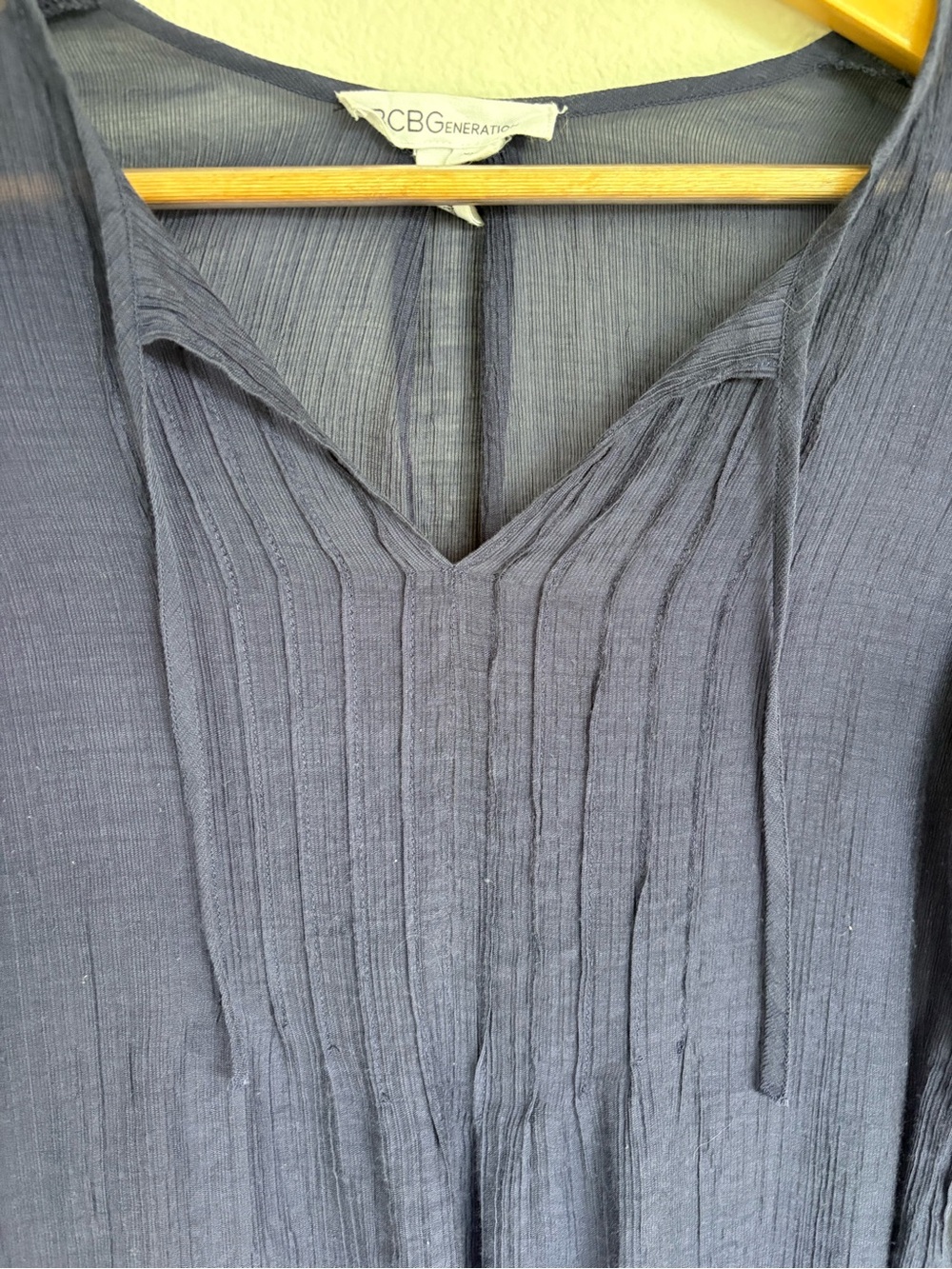 BCBG Long Sleeve Navy sheer Tunic Dress- XXS swim suit cover up - Picture 5 of 5
